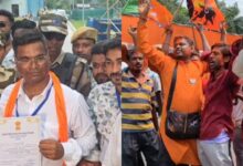 জয়ী বিজেপি প্রার্থী, বিজয়োল্লাসে কর্মীরা
