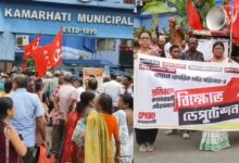 কামারহাটীতে বেহাল পৌর পরিষেবার প্রতিবাদে পথে বামেরা